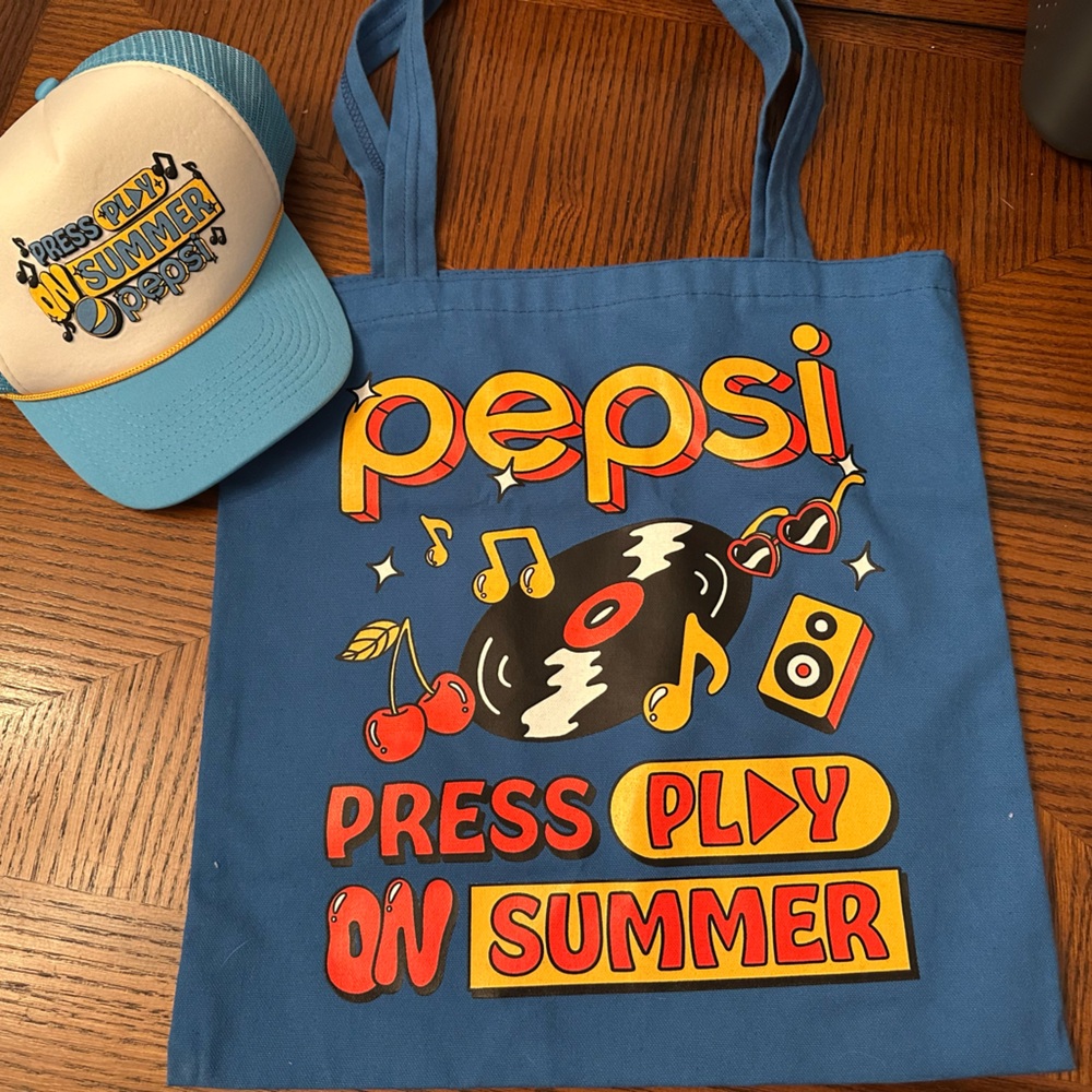 Pepsi Blue canvas Tote and Trucker Hat Set